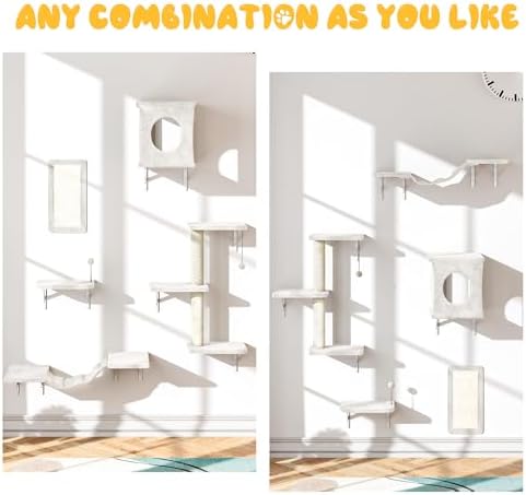 Cat Wall Shelves, 10-in-1 Wall-Mounted Cat Furniture Set - Image 3