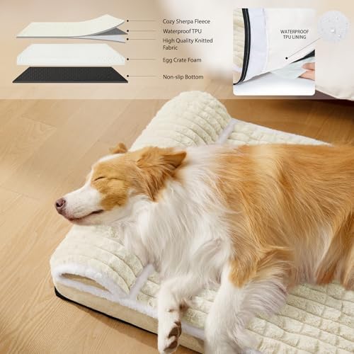 Orthopedic Large Dog Bed Pillow Pet Sofa Bed 56''X40'' Ivory - Image 3