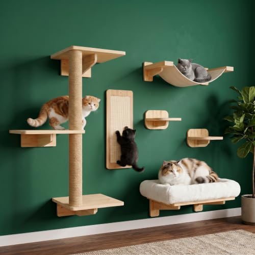 6in1 Cat Wall Shelves for Large Cats, Wall Mounted Climbing Furniture by Unknown