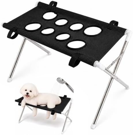 Pet Grooming Hammock with Stand, Foldable Dog Bath Table，Black by Unknown