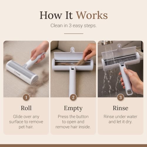 Pet hair Remover kit for Dogs & Cats, Reusable Roller & Detail Brush - Image 4