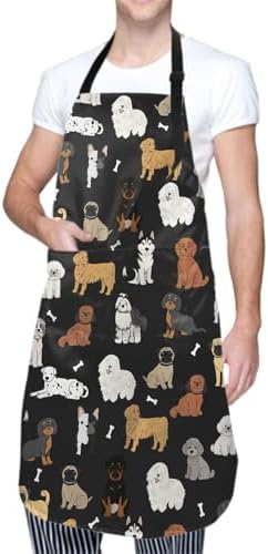 Sweetshow Cute Dog Apron with 2 Pockets and Adjustable Neck Waterproof Kitchen by Sweetshow