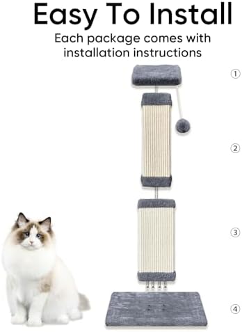 Cat Scratching Post for Indoor Cats, 32Inch Sisal Cat Scratcher - Image 4