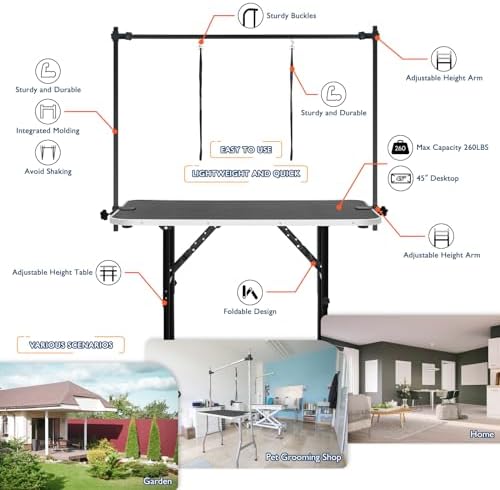 LEIBOU 45'' Height Adjustable and Foldable Pet Dog Grooming Table Heavy Duty - Image 4