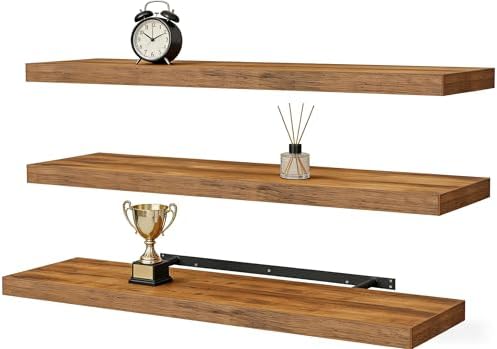 Vervida® Rustic Brown Floating Wall Shelves 35.4in Set of 3 Farmhouse by Vervida