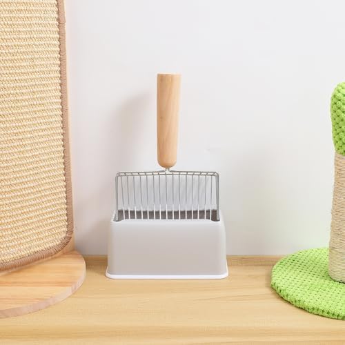 Yardwe Cat Litter Scoop with Holder, Metal Deep Sifter with Wood Handle - Image 7