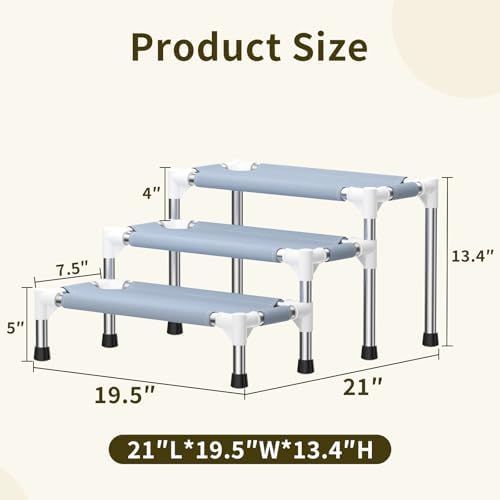 13 Inch 3-Tier Dog Stairs, Cotton Fabric Steps - Image 6