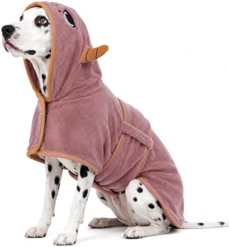 Dog Bathrobe, Fast Drying Coat, Super Absorbent Bath Towel Pink XS by ADNIKIA
