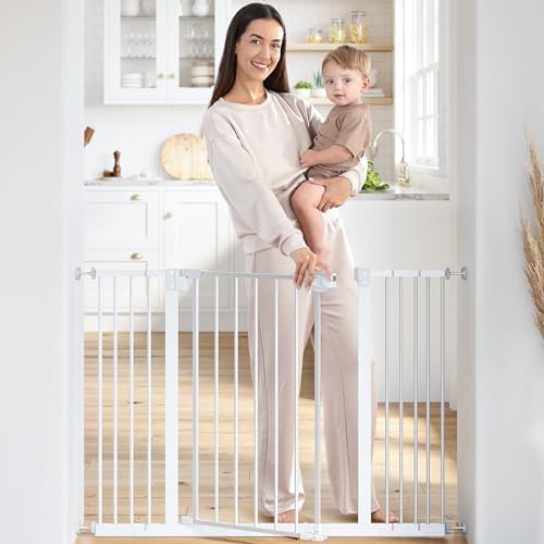 Comfy Cubs Baby Safety Gate Adjustable 42"x1.9"x30" White Pet Gate by ComfyCubs
