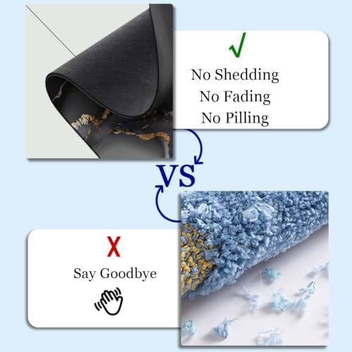 Black Agate Gray Marble Super Absorbent Quick-Drying Bathroom Mat Rug, Rubber - Image 4