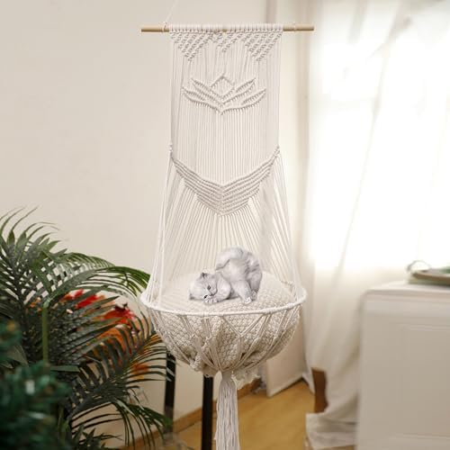 Macrame Cat Hammock-Boho Cat Bed Cotton Wall Hanging by TourKing