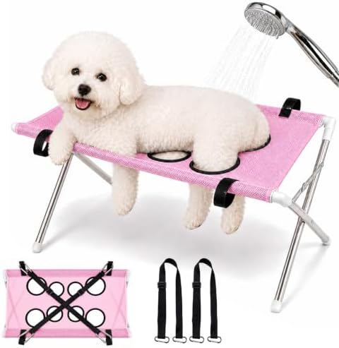 Dog Bath Hammock with Stand, Foldable Grooming Table by Unknown