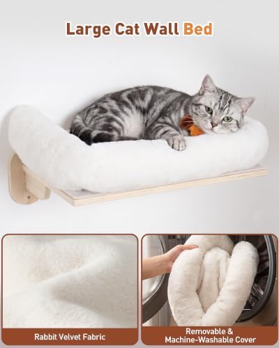 6-in-1 Cat Wall Shelves for Large Cats, Large Cat Bed, Wide Perch - Image 3