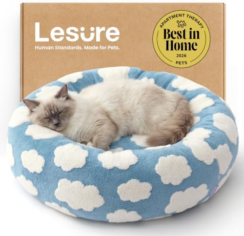 LE SURE Shown on TV Jacquard Donut Cute Cat Beds Indoor by Lesure