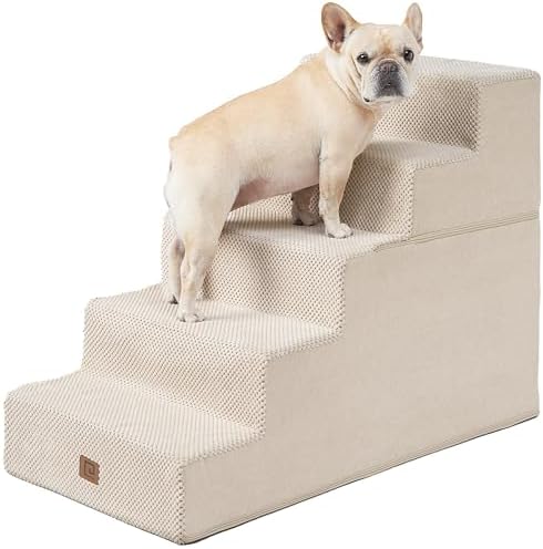 EHEYCIGA Dog Stairs for High Bed 25" H, Extra Wide Dog 5-Step by EHEYCIGA