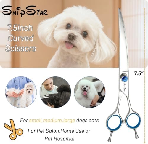 7.5" 25° Curved Dog Grooming Scissors, VG10 Steel Sharp Pet Shears - Image 3