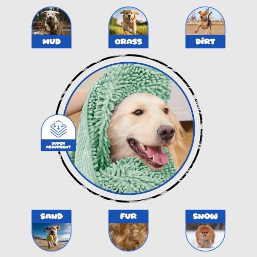 Dog Towel for Drying Dogs, Absorbent Microfiber Bath Towel, Hand Pockets - Image 5