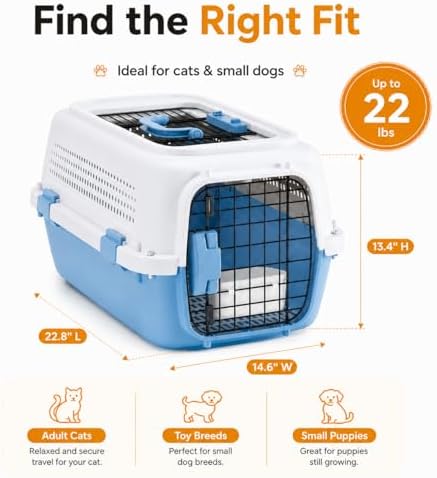 23" Airline Approved Cat Carrier Hard Shell, Dual-Entry Pet Carrier - Image 2