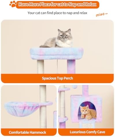Cute Cat Tree Kitten Cat Tower Condo Furniture Scratching Posts Hammock - Image 5