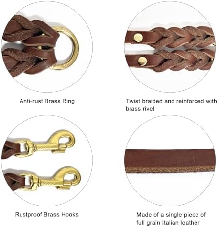 Guiding Star Leather Double Dog Leash - Image 3