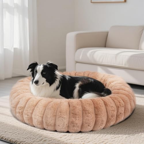 Donut Dog Beds Medium Large Size Dog Washable Pet Bed, 31in Brown by VhenWhen
