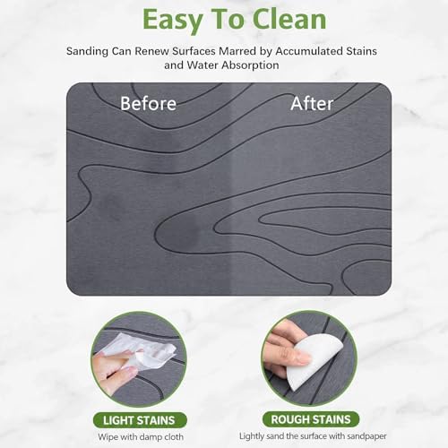 Stone Bath Mat – Non-Slip Diatomaceous Earth Shower Mat, Super Absorbent & - Image 6