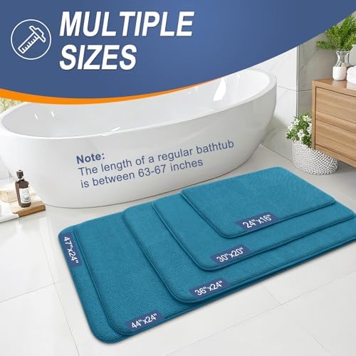 OLANLY Memory Foam Small Bathroom Rugs 24x16, Absorbent Mat, Peacock Blue - Image 5