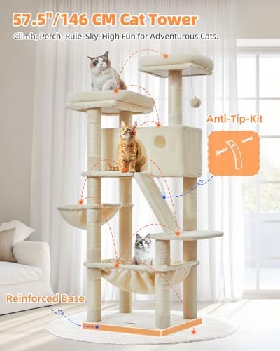 Taoqimiao Sturdy Cat Tree, 58In Cat Tower - Image 3
