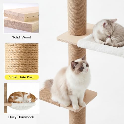 Floor to Ceiling Cat Tree, 5 Tier Adjustable Height Climbing Tower - Image 3