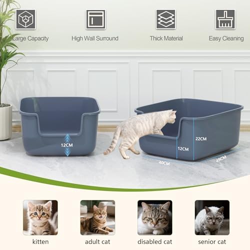 Vealind Large Cat Litter Box High Sides Side Low Entry Litter Box - Image 4