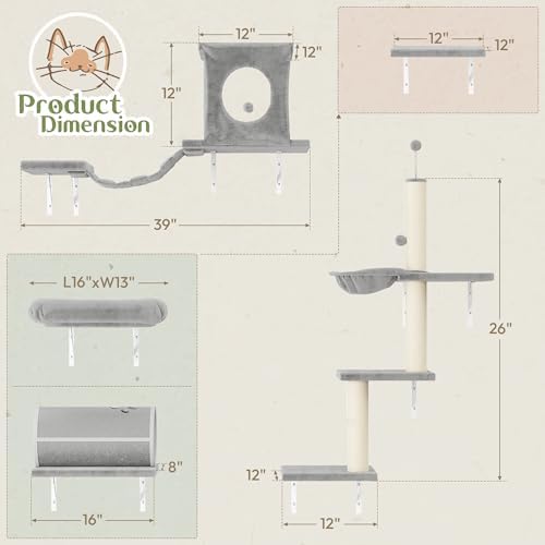 14-in-1 Cat Wall Shelves, Wall Mounted Cat Shelves, Space Saving - Image 5