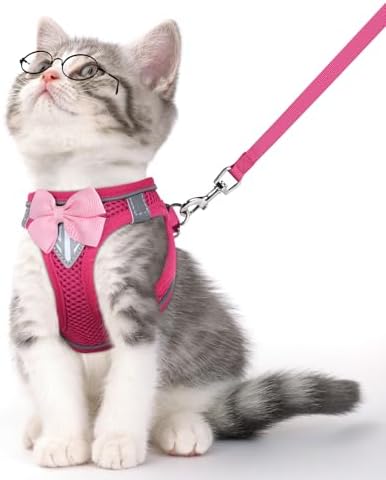 Cat Vest Harness and Leash Set, Escape Proof Kitten Harness Pink S by NCMAMA