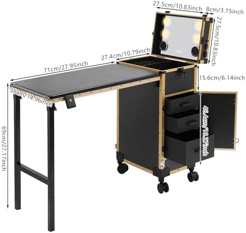 Professional Cosmetic Trolley Storage Organizer, Foldable Nail Tables Travel - Image 3
