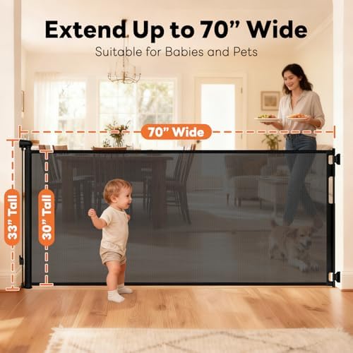 70 Inch Wide Retractable Baby Gate - Image 2