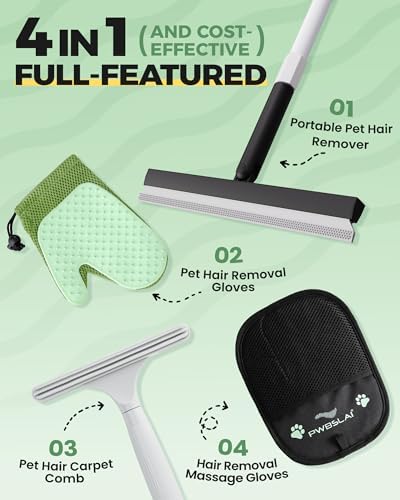 Carpet Rake for Pet Hair Removal Tool - 4 in 1 Pet Hair Remover Kit for Dog Cat - Image 2