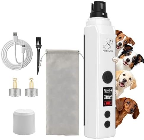 Silent Groom Pro Nail Grinder for Dog 2-Speed LED USB Rechargeable White by JAWADE