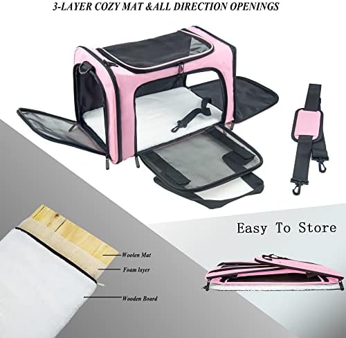 Soft Sided Carrier for Small Medium Cats Dogs, Removable Pad Collapsible Travel - Image 2