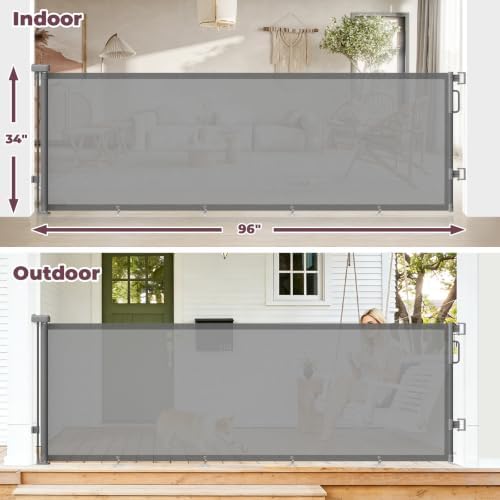 96" Retractable Baby Gate, Long Mesh Dog Gate - Image 2
