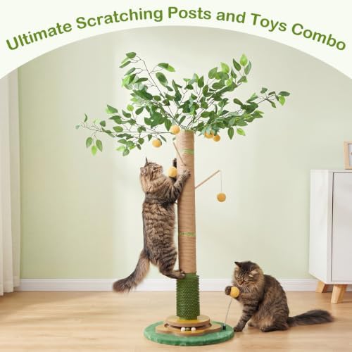 Tall Cat Scratching Post 51 Inch, Sisal Rope Cat Scratcher Tree - Image 4