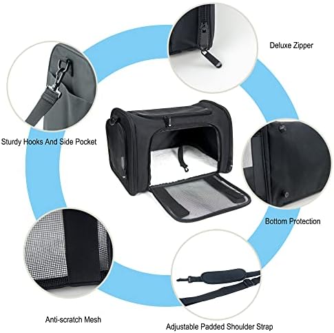 Soft Sided Carrier for Small Medium Cats Dogs, Removable Pad Collapsible Travel - Image 6
