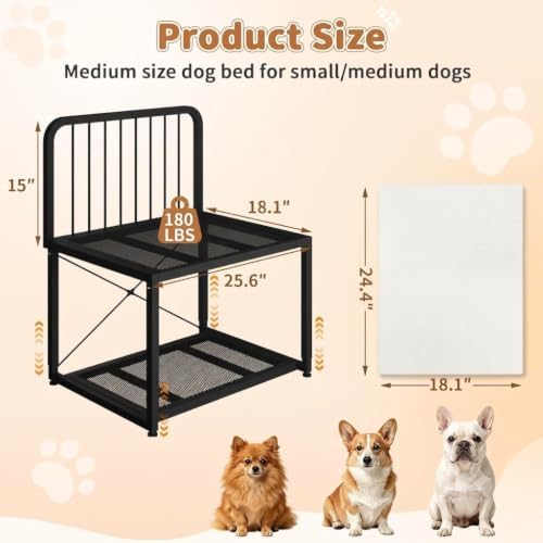 Raised Dog Bed, 5-Level Height Metal Dog Bunk Bed - Image 2