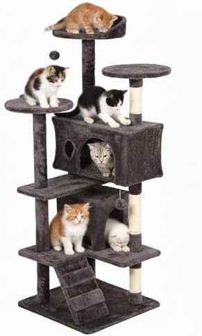 FDW | 54" Cat Tree Tower | Purple Gray | Multi-Level Indoor Activity Center by FDW