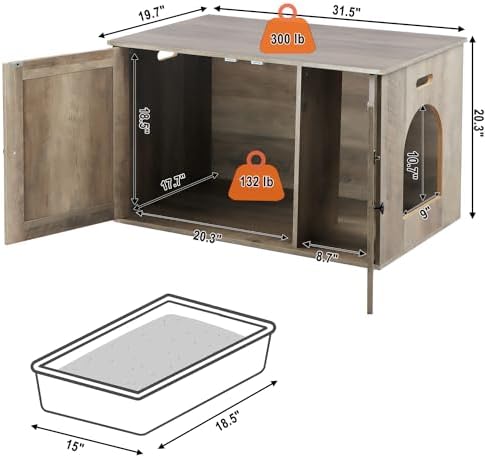 Timberer Cat Litter Box Enclosure, Hidden Litter Box Furniture - Image 4