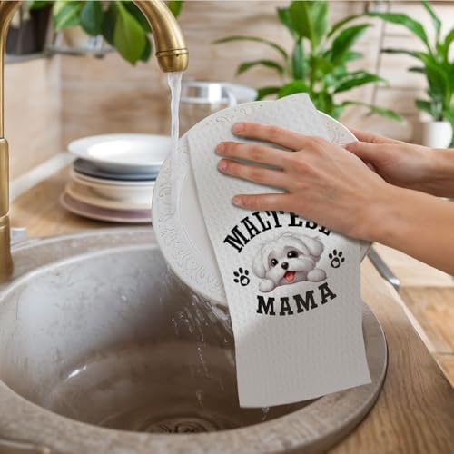 Maltese Mama Kitchen Towels, Dog Mama Maltese Gifts - Image 2