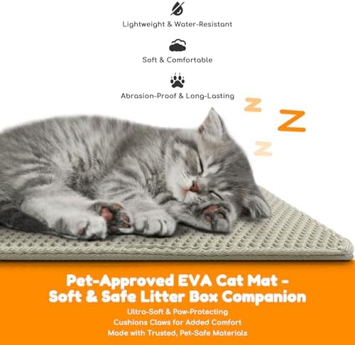 Cat Litter Mat 24"x16", Double Layer EVA litterbox Mat Beige - Image 5