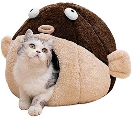 Cat Beds for Indoor Cats-Cat Bed Cave, Cute Lively Pufferfish Shape by Lcybem