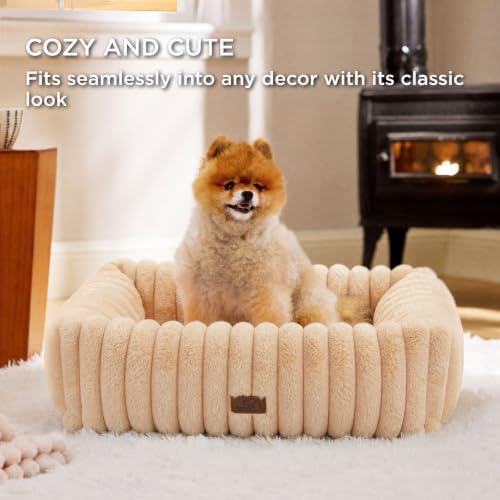 Bedsure ComfyFleece® Cute Dog Bed Medium Large Size Dog，30in Sandy Beige - Image 2