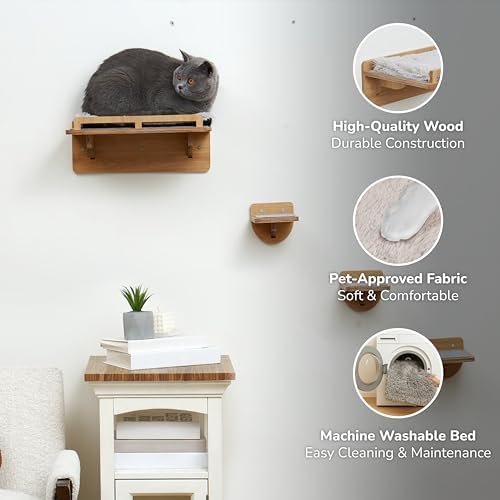 45LBS Cat Wall Shelves with 3 Non-Slips Steps, Space-Saving Mounted Cat Wall - Image 3