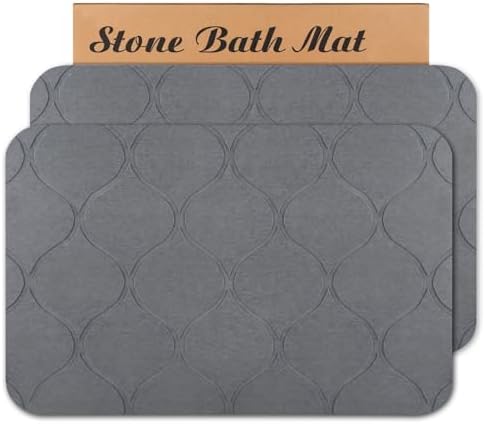 Stone Bath Mat Diatomaceous Earth Shower Mat Non-Slip Super Absorbent Quick by HUMIGAHOME