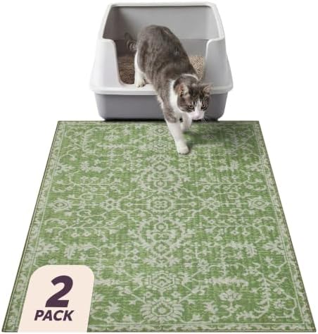 Lovewag Cat Litter Mat, Litter Box Mat, Jade Quilt, 2 Pack by Lovewag